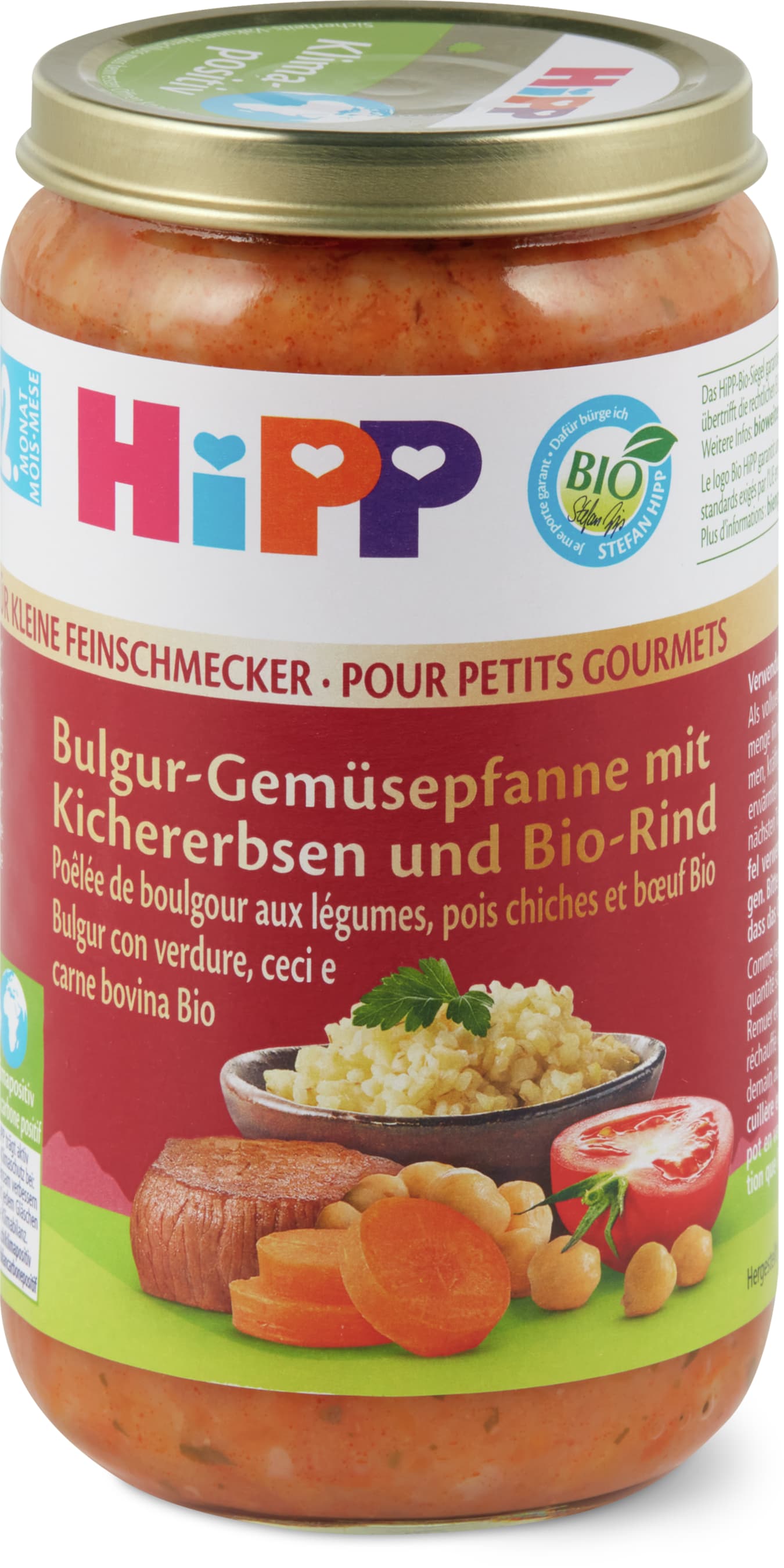 Hipp Purée de boulgour, pois chiches et bœuf 250g